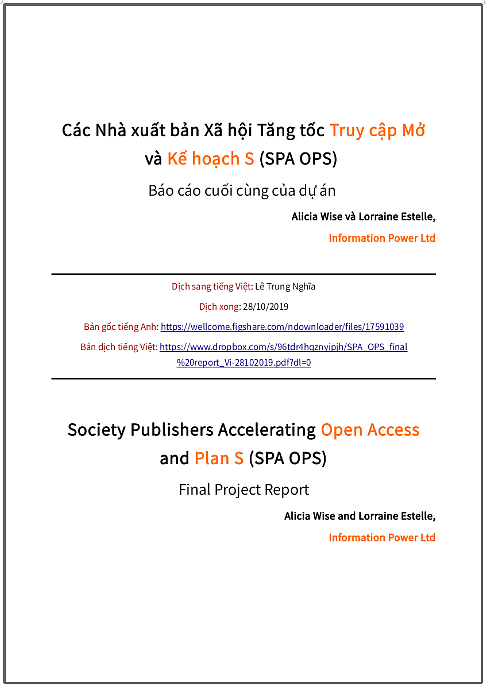 Các nhà xuất bản xã hội tăng tốc Truy cập Mở và Kế hoạch S - bản dịch sang tiếng Việt