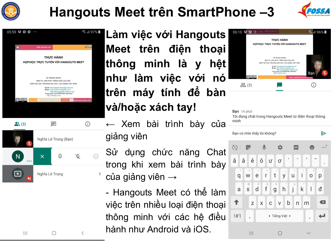 Thực hành họp/học trực tuyến với Hangouts Meet ở trường Đại học Thăng Long