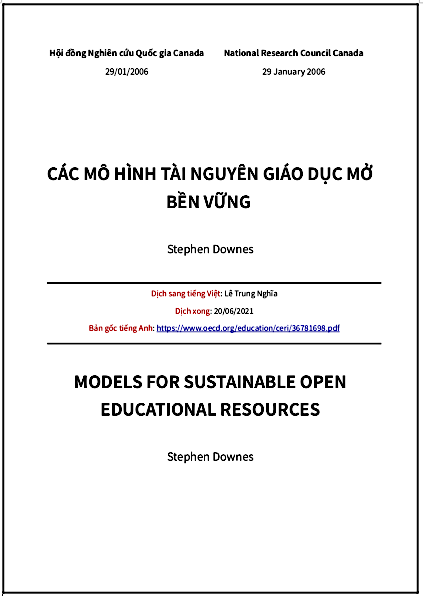 ‘Các mô hình Tài nguyên Giáo dục Mở bền vững’ - bản dịch sang tiếng Việt