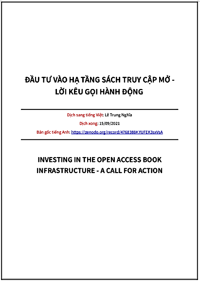 ‘Đầu tư vào hạ tầng sách Truy cập Mở - Lời kêu gọi hành động’ - bản dịch sang tiếng Việt