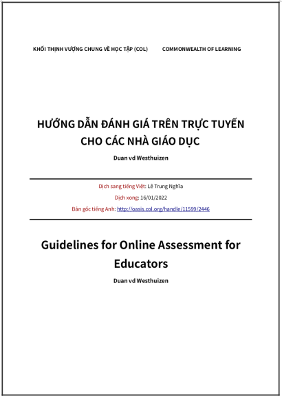 ‘Hướng dẫn Đánh giá trên Trực tuyến cho các Nhà giáo dục’ - bản dịch sang tiếng Việt