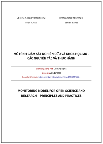 ‘Mô hình giám sát nghiên cứu và khoa học mở - Các nguyên tắc và thực hành’ - bản dịch sang tiếng Việt