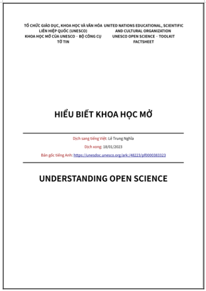 ‘Bộ công cụ khoa học mở của UNESCO - Tờ tin - Hiểu biết khoa học mở’ - bản dịch sang tiếng Việt