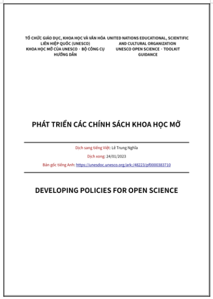 ‘Bộ công cụ khoa học mở của UNESCO - Hướng dẫn - Phát triển các chính sách khoa học mở’ - bản dịch sang tiếng Việt