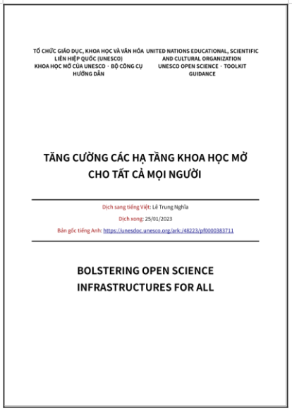 ‘Bộ công cụ khoa học mở của UNESCO - Hướng dẫn - Tăng cường các hạ tầng Khoa học Mở cho tất cả mọi người’ - bản dịch sang tiếng Việt