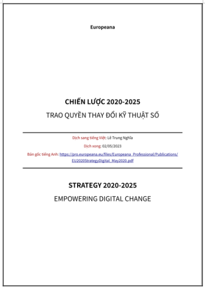 Europeana: ‘Chiến lược 2020-2025: Trao quyền thay đổi kỹ thuật số’ - bản dịch sang tiếng Việt