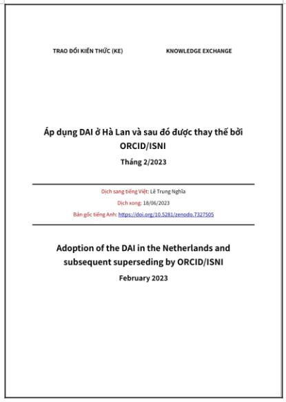 ‘Áp dụng DAI ở Hà Lan và sau đó được thay thế bởi ORCID/ISNI’ - bản dịch sang tiếng Việt