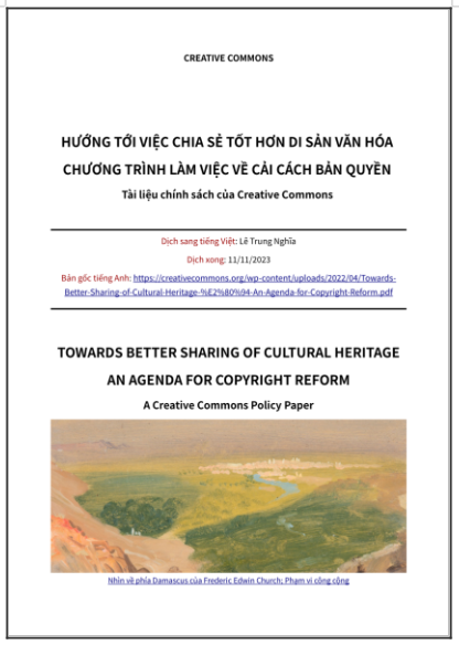 ‘Hướng tới việc chia sẻ tốt hơn di sản văn hóa - Chương trình làm việc về cải cách bản quyền’ - bản dịch sang tiếng Việt