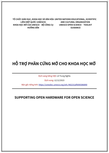 ‘Hỗ trợ Phần cứng Mở cho Khoa học Mở’ - Hướng dẫn trong Bộ công cụ Khoa học Mở của UNESCO - bản dịch sang tiếng Việt