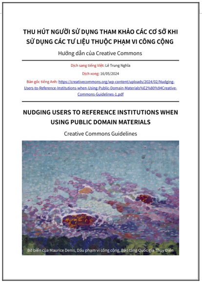 ‘Thu hút người sử dụng tham khảo các cơ sở khi sử dụng các tư liệu thuộc phạm vi công cộng’ - bản dịch sang tiếng Việt
