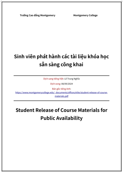 ‘Sinh viên phát hành các tài liệu khóa học sẵn sàng công khai’ - bản dịch sang tiếng Việt