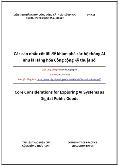 ‘Các cân nhắc cốt lõi để khám phá các hệ thống AI như là Hàng hóa Công cộng Kỹ thuật số’ - bản dịch sang tiếng Việt