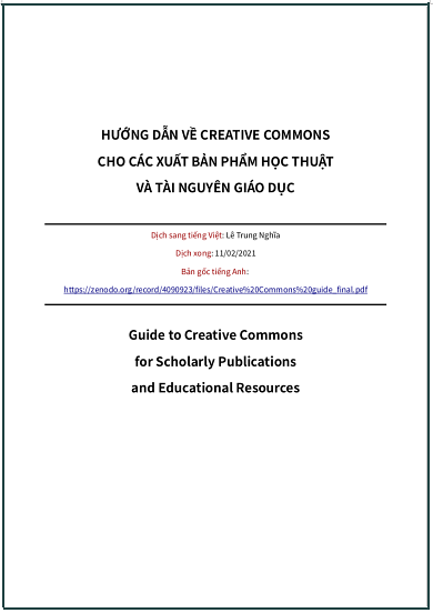 ‘Hướng dẫn về Creative Commons cho các xuất bản phẩm học thuật và tài nguyên giáo dục’ - bản dịch sang tiếng Việt