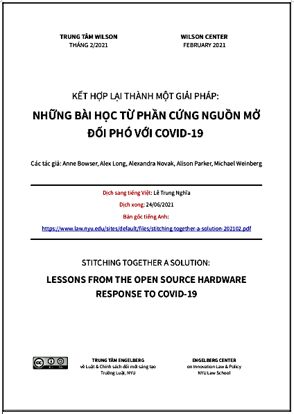 ‘Kết hợp lại thành một giải pháp: Những bài học từ phần cứng nguồn mở đối phó với COVID-19’ - bản dịch sang tiếng Việt