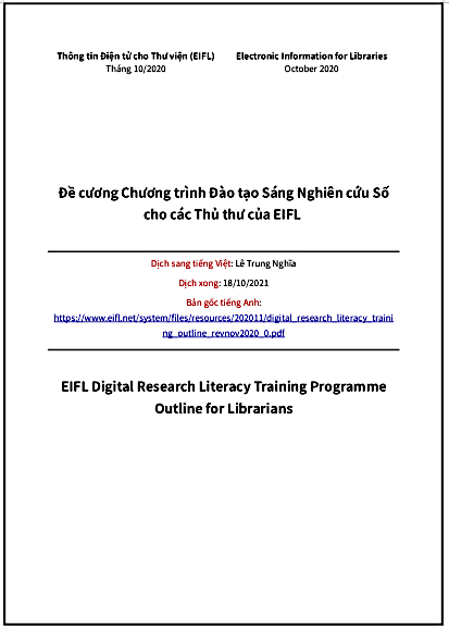 ‘Đề cương Chương trình Đào tạo Sáng Nghiên cứu Số cho các Thủ thư của EIFL’ - bản dịch sang tiếng Việt