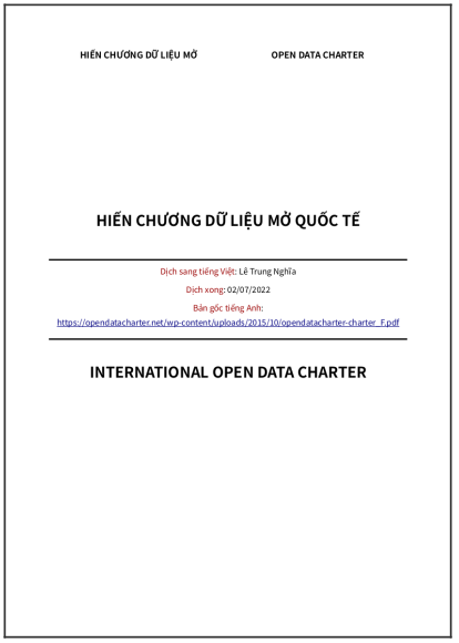 ‘Hiến chương Dữ liệu Mở Quốc tế’ - bản dịch sang tiếng Việt