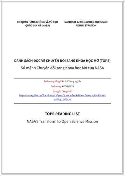 ‘Danh sách đọc về Chuyển đổi sang Khoa học Mở (TOPS)’ - bản dịch sang tiếng Việt