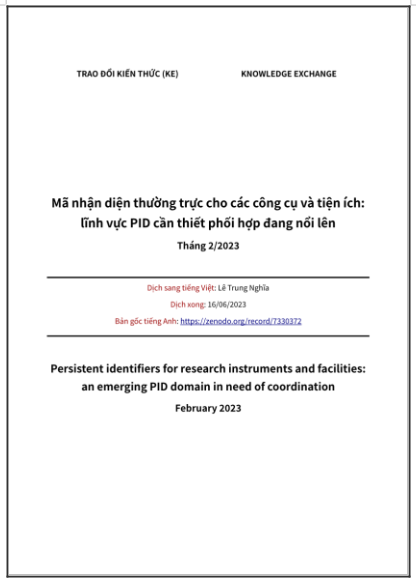 ‘Mã nhận diện thường trực cho các công cụ và tiện ích: lĩnh vực PID cần thiết phối hợp đang nổi lên’ - bản dịch sang tiếng Việt