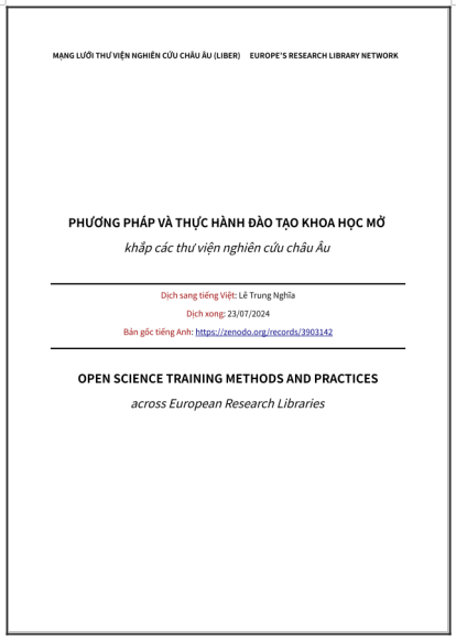 ‘PHƯƠNG PHÁP VÀ THỰC HÀNH ĐÀO TẠO KHOA HỌC MỞ khắp các thư viện nghiên cứu châu Âu’ - bản dịch sang tiếng Việt