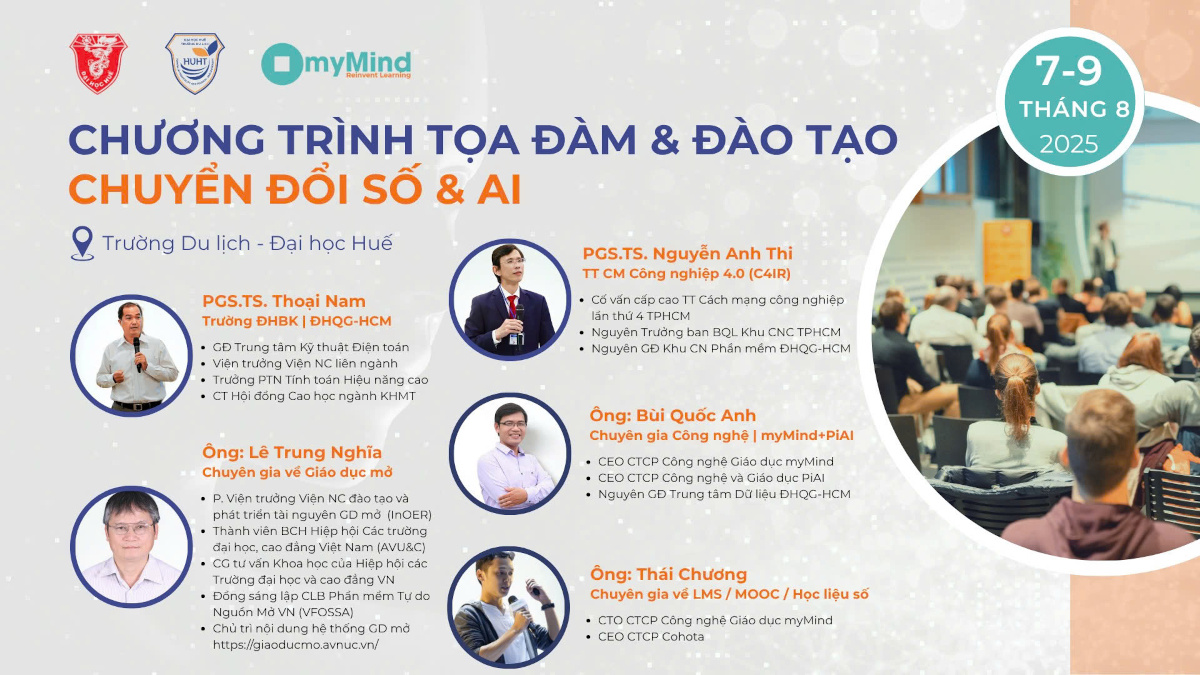 Tập huấn về Tài nguyên Giáo dục Mở trong Tọa đàm và Đào tạo chuyển đổi số và AI tại Trường Du lịch - Đại học Huế, 08/08/2025